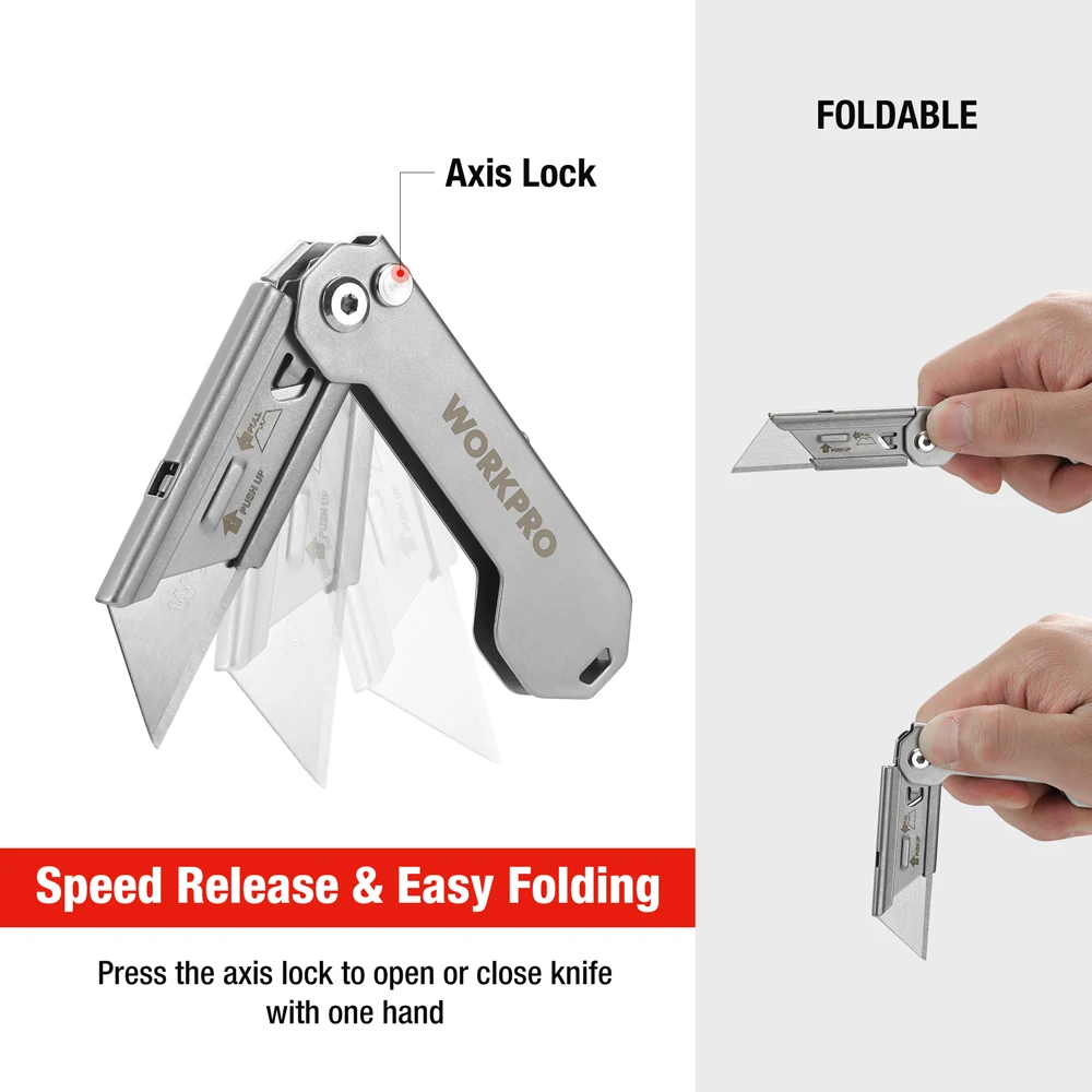 WORKPRO EDC Folding Utility Knife, Mini Box Cutter Quick Change Blade Razor Knife, Foldable Small Pocket Knife with Belt Clip 5
