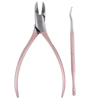 

1 Set 2pcs Stainless Steel Nail Clippers Toenails Cutter Clipper Fingernails Grooming Kit Portable Manicure Set (Rose Gold)
