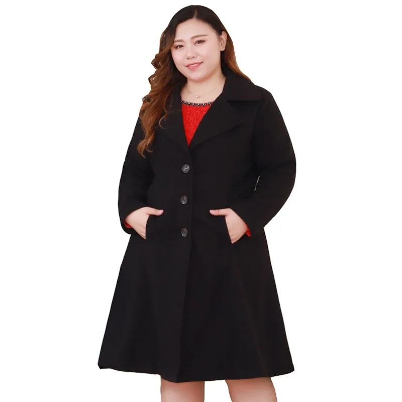 Большие размеры 4XL-10XL, шерстяное Женское пальто средней длины, осенне-зимнее шерстяное пальто, s, Корейская Толстая мм шерстяная ветровка, куртка, пальто