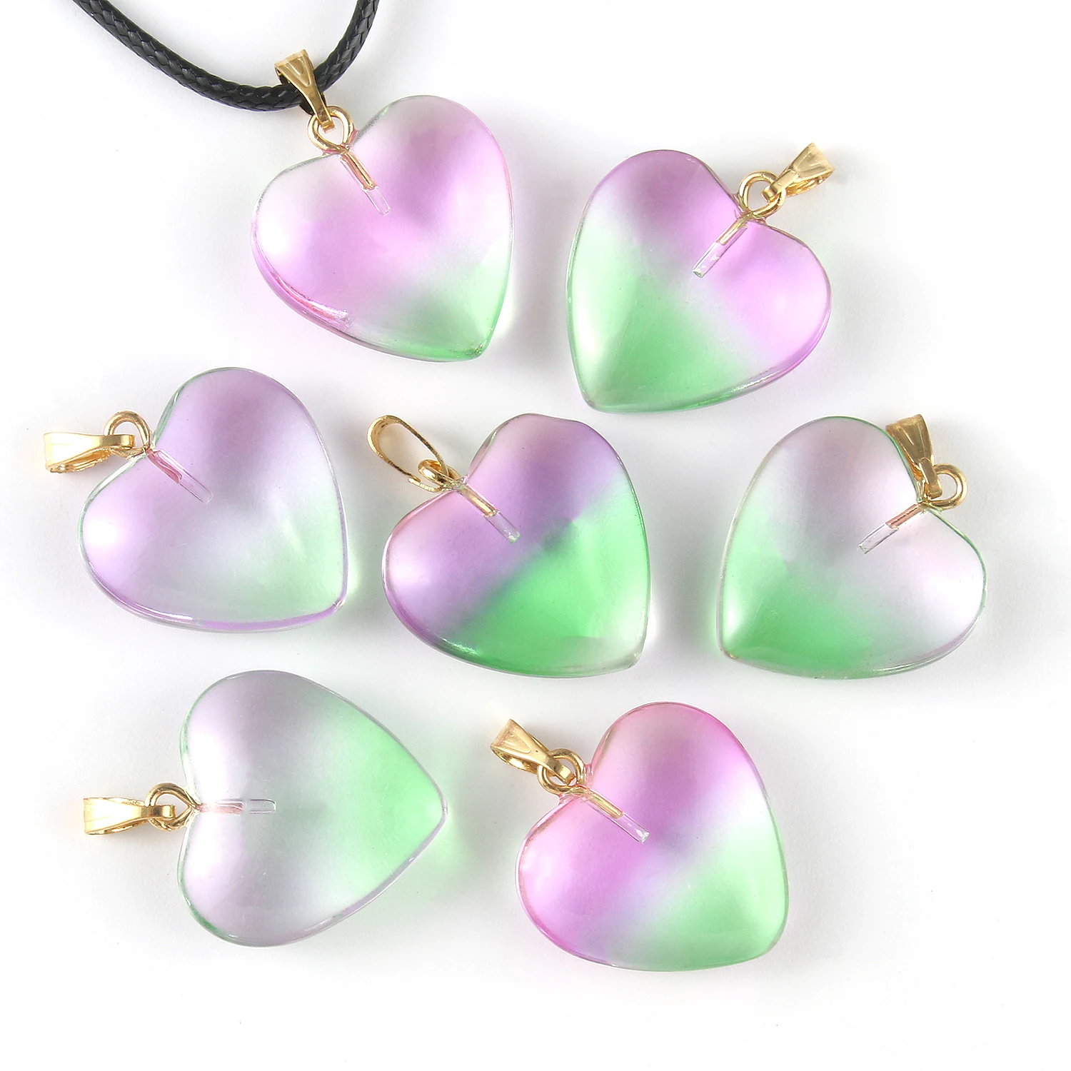10pcs Multicolor Heart Shape Czech Lampwork Beads Glass Beads Charms Pendant for Jewelry Making DIY Bracelets Necklace 20x20mm