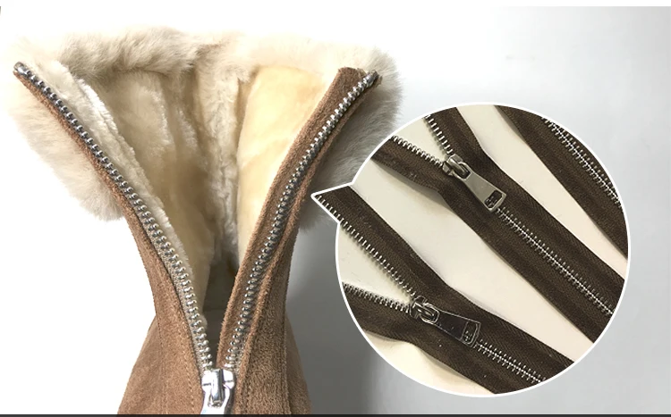Snow Boots Winter Leather Women Keep Warm Boots Sude Zip Mid-top Plush Boots Platform Female Combat Shoes Woman Fur Booties