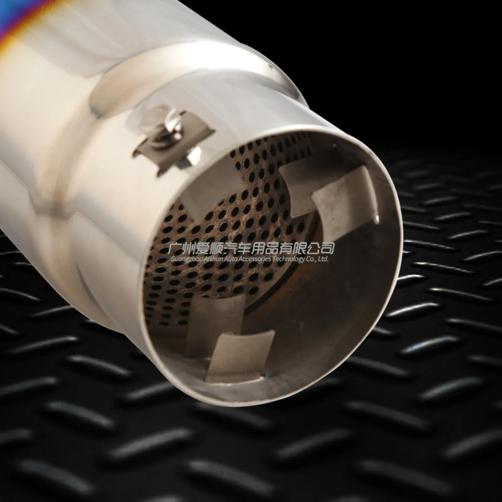 Car Modified Tailpipe Small 304 Double Layer Stainless Steel Grilled Blue Exhaust Sordino Sports Car Muffler Modified