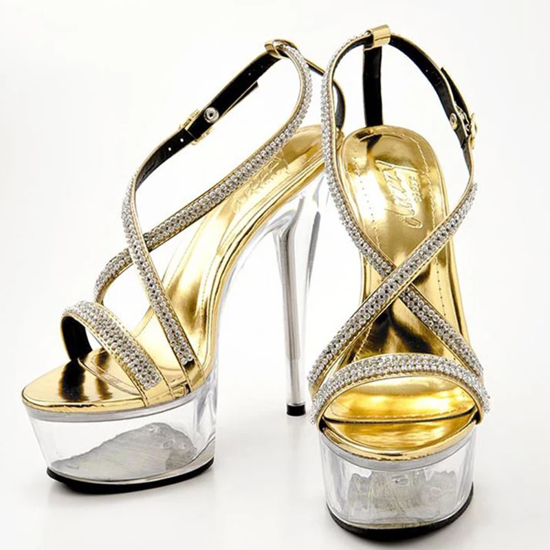 Platform Crystal Sandals 15cm Clear High Heels Transparent Women Summer Shoes Gladiator Fashion Fenty Beauty Party Ladies Shoes