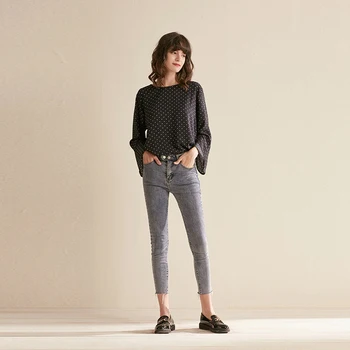 

CMAZ 2019 Autumn Knitted Women Blouse Causal Loose Vintage O-Neck Fashion CMAZ19C7197