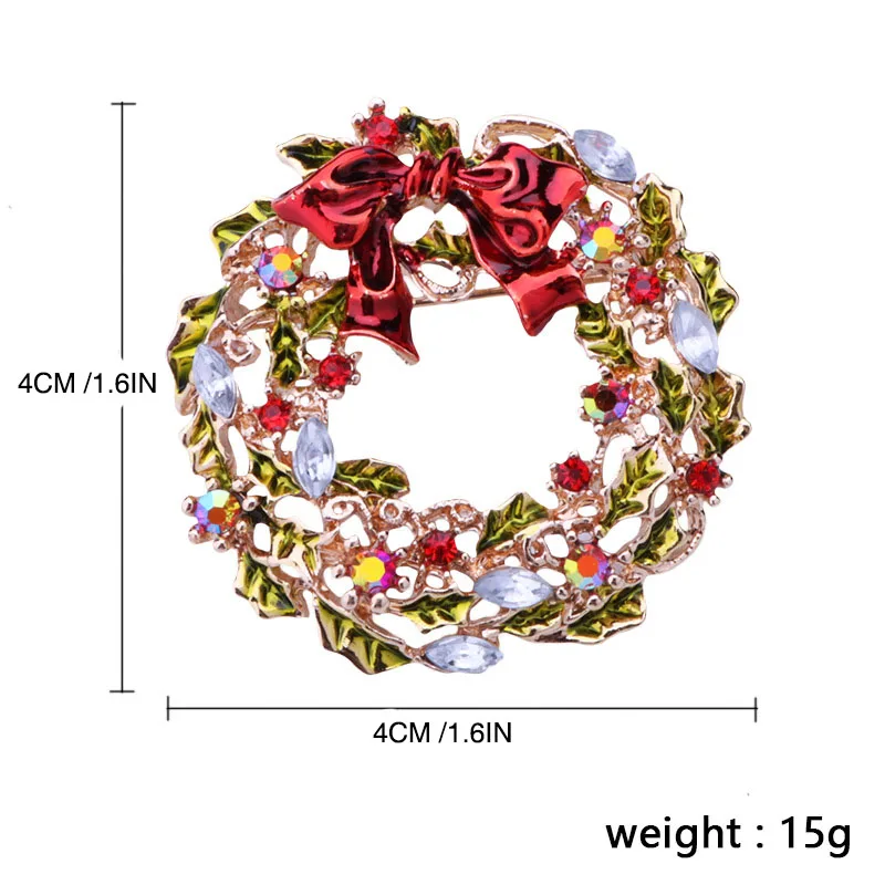 Год Рождество нагрудные булавки конфеты Стразы ювелирные изделия Броши Одежда значок значки Винтаж креативный подарок для фестиваля - Цвет: Bow garland