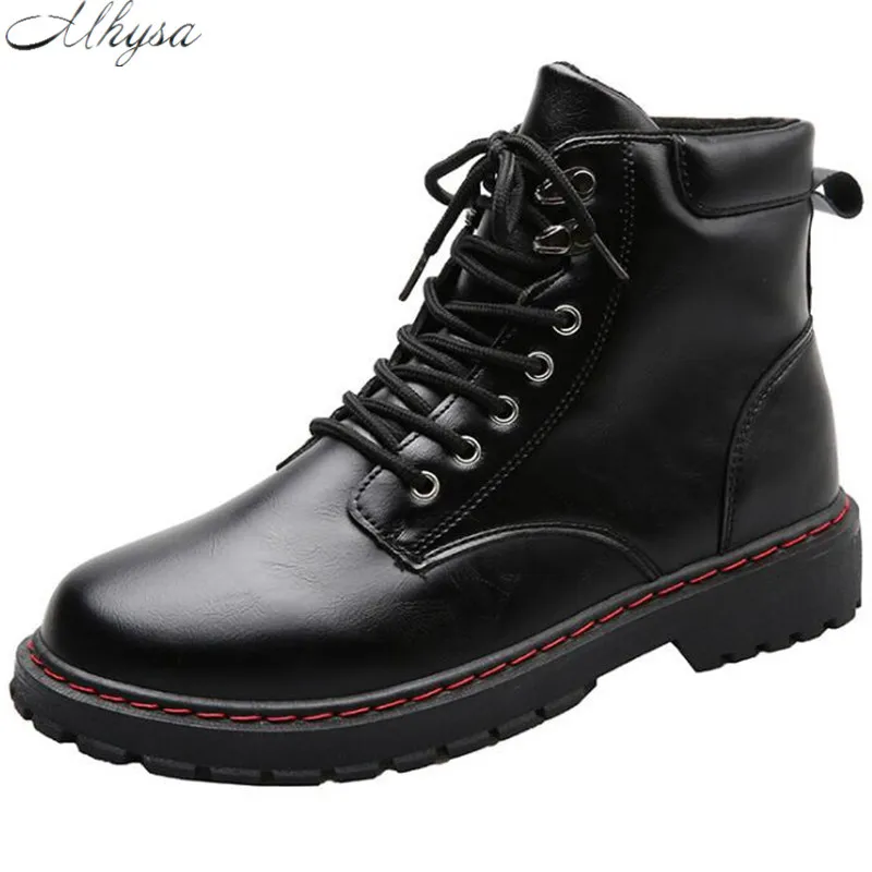 

2019 Men boots Leather Men Autumn Winter Booties Fashion Men Martin boots Men Leather Boots Ankle boots botas hombre