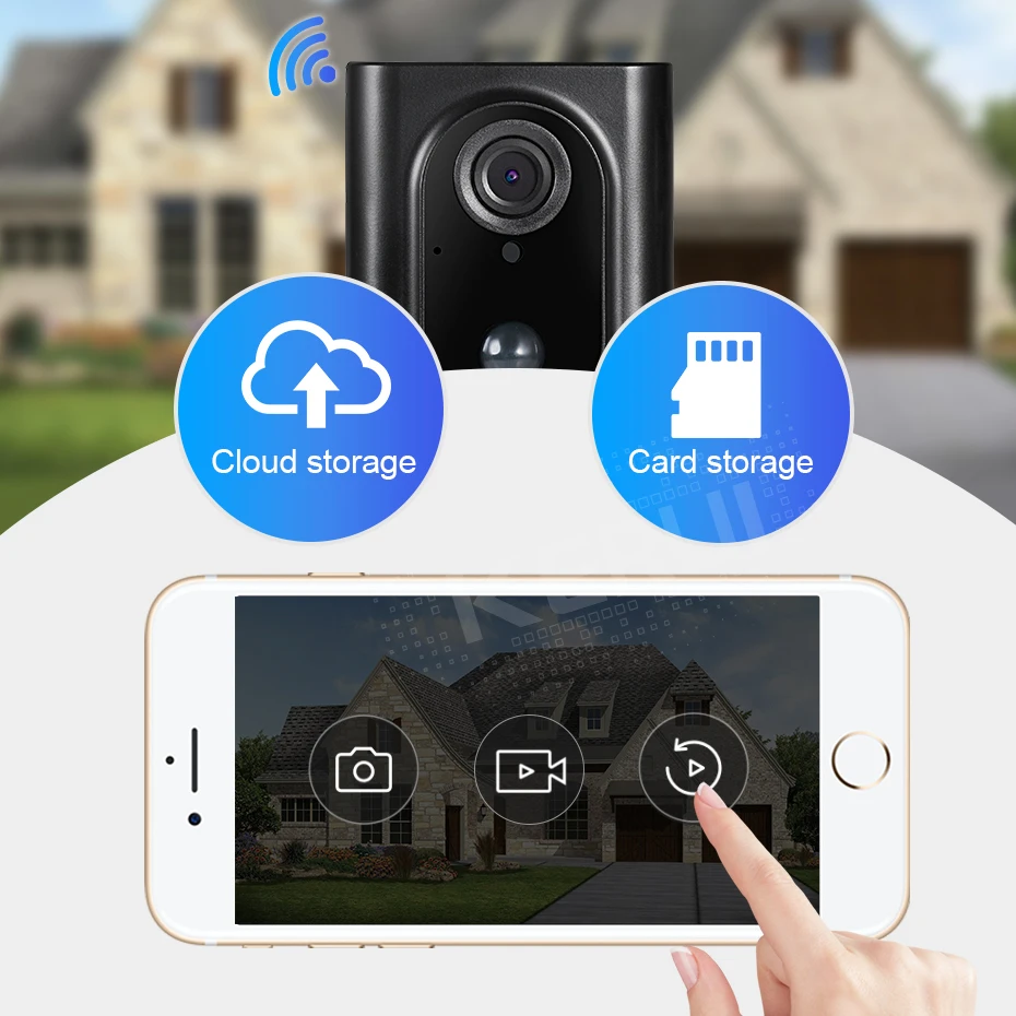 Tanie KERUI L16 1.3mp 960P wideodomofon inteligentna bezprzewodowa IP wizjer wbudowaną kamerą wi fi Security wodoodporna pamięci masowej w chmurze dla domu