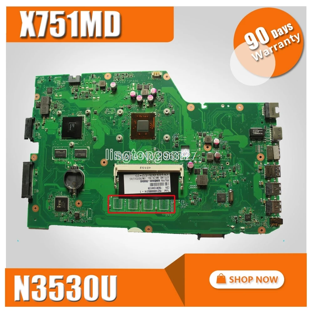 X751MD X751MJ материнская плата N3530 GT820M/2 ГБ для ноутбука ASUS X751M X751MD X751MJ Материнская плата ноутбука X751MJ для тестирования системной ОК