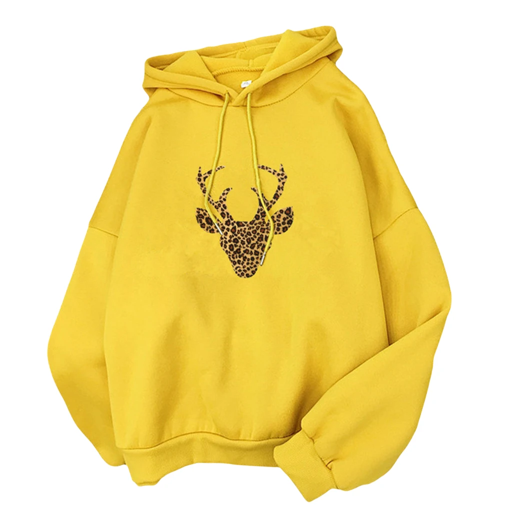 Осенне-зимняя плотная Толстовка розового и белого цвета с принтом оленя