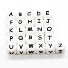 20pcs 12mm Silicone Letters Beads Baby Teething Teethers English Alphabet Letter Beads BPA Free Baby Shower Gifts