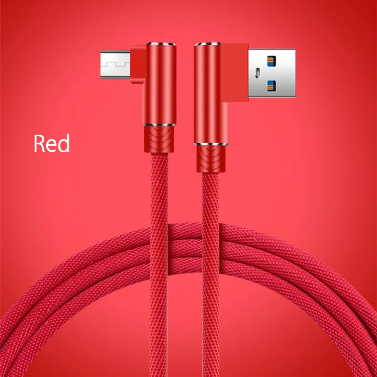 Кабель Micro USB на 90 градусов для быстрой зарядки и передачи данных для Xiaomi Redmi Note 5 6 Pro 4 4X S2 huawei P10 Lite P9 Microusb Cabos - Тип штекера: Red