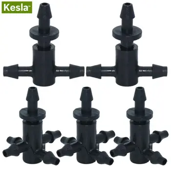 

KESLA 20PCS Barbed 3/5mm Hose Straight Quick Connector Drip Irrigation Garden w/ 2-Way 4-Way Hose Splitter Joint Cross Connector