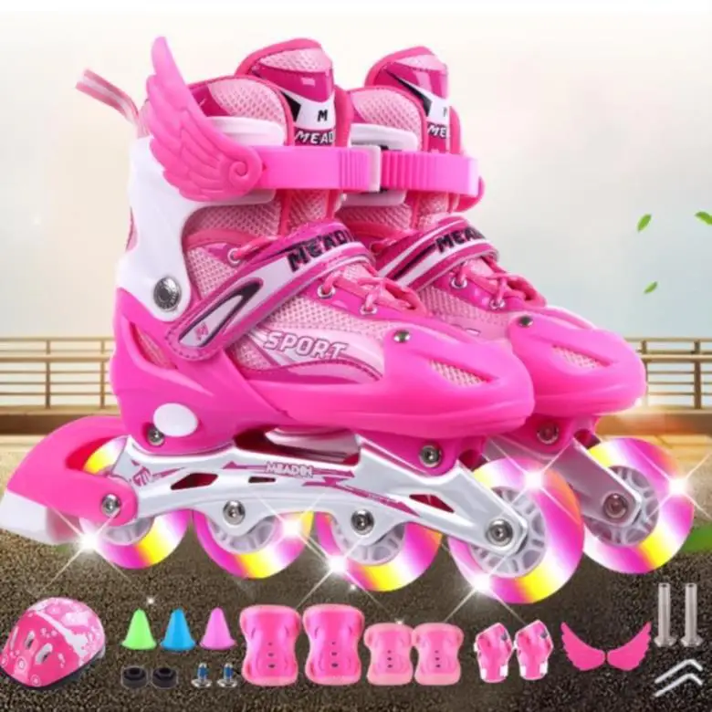

Roller Shoes Skates Children's Boy Girl Men's Women's Adult Single Row Black Luminous Roller Skates
