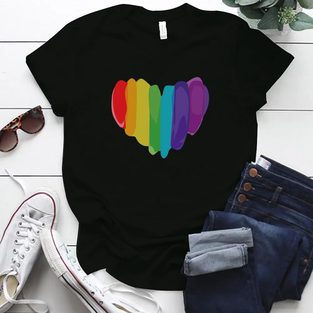 Женская футболка в стиле Харадзюку размера плюс оверсайз с разноцветным принтом