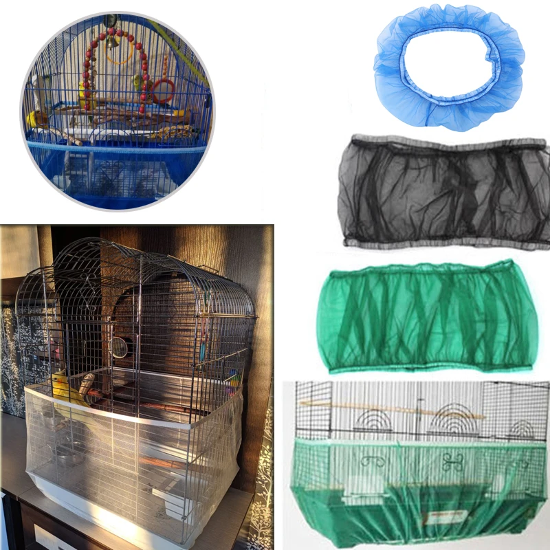 

Easy Cleaning Bird Cage Covers Mesh Seed Catcher Guard Bird Cage Net Shell Skirt Dust-proof Airy Mesh Parrot Cage Cover 2 Sizes