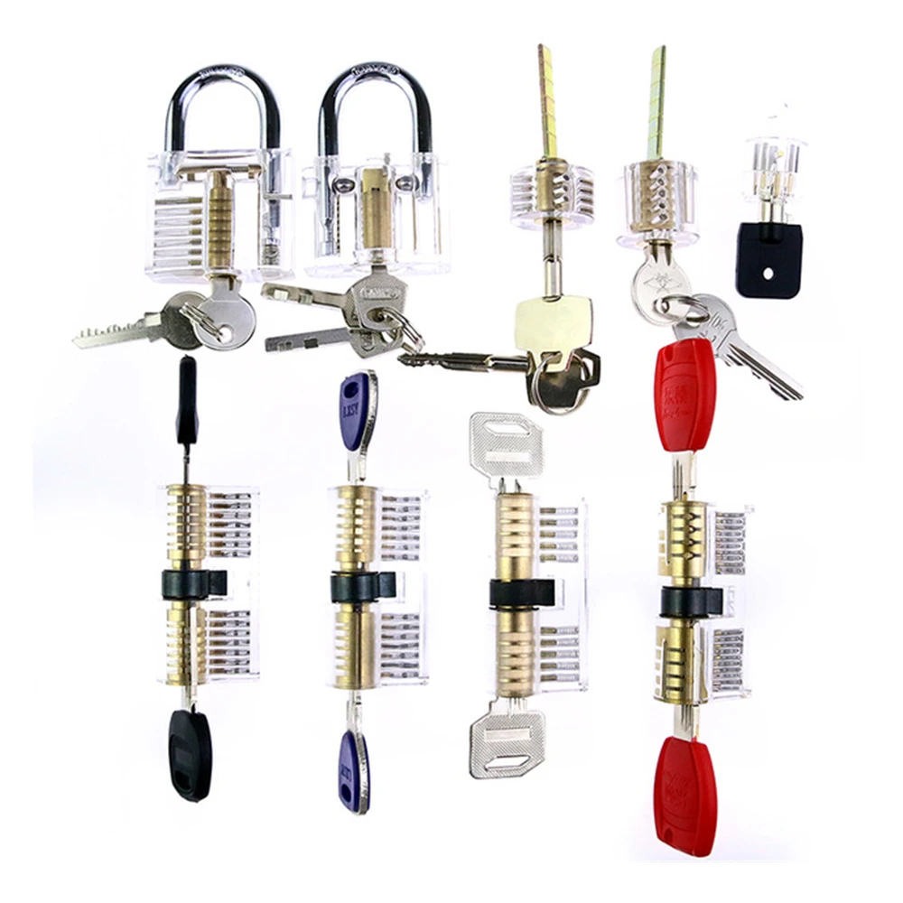 9pcs/set Transparent Lock Combination Cutaway Practice Locks For Locksmith Training Super Lock