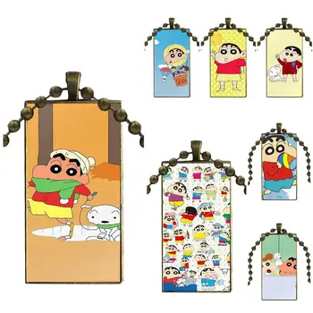 

Classic Cartoon Crayon Shinchan For Women Men Glass Pendant Necklace Handmade Half Pendant Rectangle Necklace