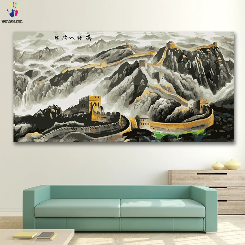 DIY картинки для раскраски по номерам с цветами Great Wall Miles building picture Рисование в