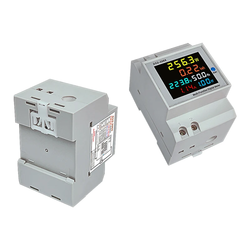 컬러 LCD 화면 단상 가정용 스마트 전력량계 가이드 레일 유형 220V 전압 전류 전력 주파수 계수 측정기