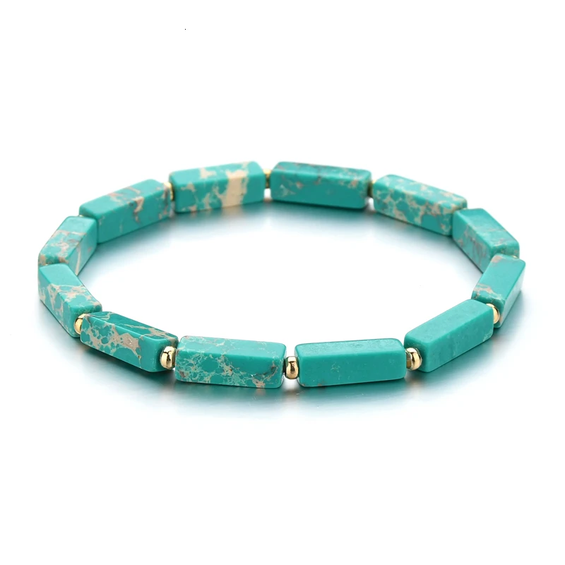 Новые Boho красочные бусы из бирюзы браслет для женщин натуральный камень браслет Шарм этнические ювелирные изделия регулируемый медный браслет - Окраска металла: B0252A