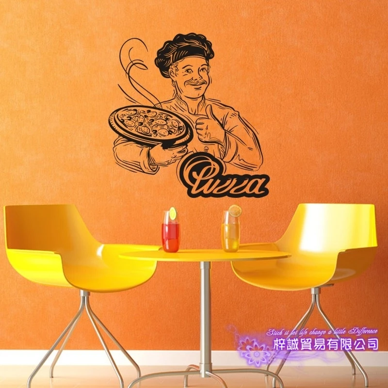 DCTAL Pizza Sticker Food Decal Poster Vinyl Art Wall Decals Pegatina Quadro Parede Decor Mural Pizza Sticker