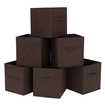 

6PCS Foldable Collapsible Fabric Storage Cube Baskets Boxes Bins Organizer Toys Books Storage Collection Containers Drawers (Red