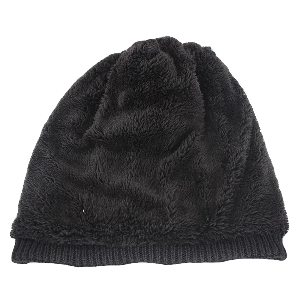 Флисовая подкладка шапки для женский шерстяной вязаный теплые зимние шапочки толстые шляпы для мужчин женские модные вязаные шапки и шапочки XL164