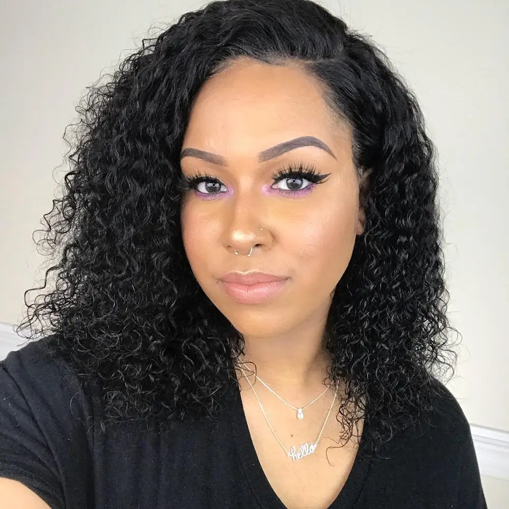 

Short 4x13 Lace Front Human Hair Wigs Brazilian Hair Curly Bob Wig For Black Women Remy Hair Pre Plucked With Baby Hair