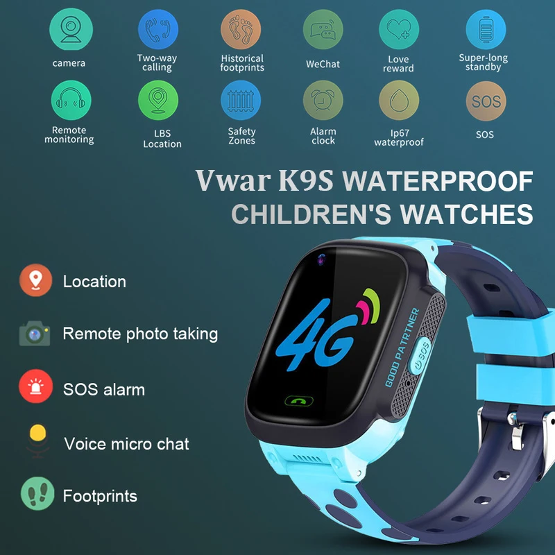 Vwar K9S 4G Детские gps Смарт часы видео вызов Wifi SOS детские часы водонепроницаемый gps трекер камера Детские умные часы VS Q50 Q90