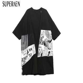 

SuperAen Europe Fashion Women's T Shirts Pluz Size Cotton Casual Ladies T Shirts Three Quarter Sleeves New Spring 2020