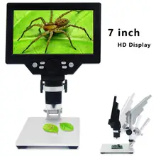 G1200 zoom contínuo microscópio digital eletrônico 7 polegada hd display lcd portátil multi-ângulo câmera microscópio