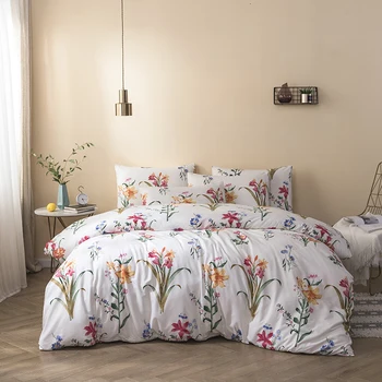 

Printed Bedding Set Botanical Leaves Reversible Duvet Cover Set Twin Queen King Comforter Cover with Zipper Closure