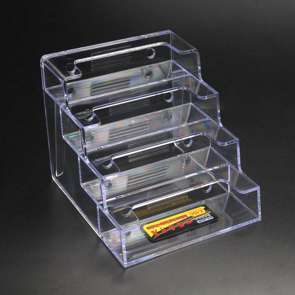 4 Pockets Clear Acrylic Stand Display Table Desktop Business Card Holder Stand Box for Office Table Desk School