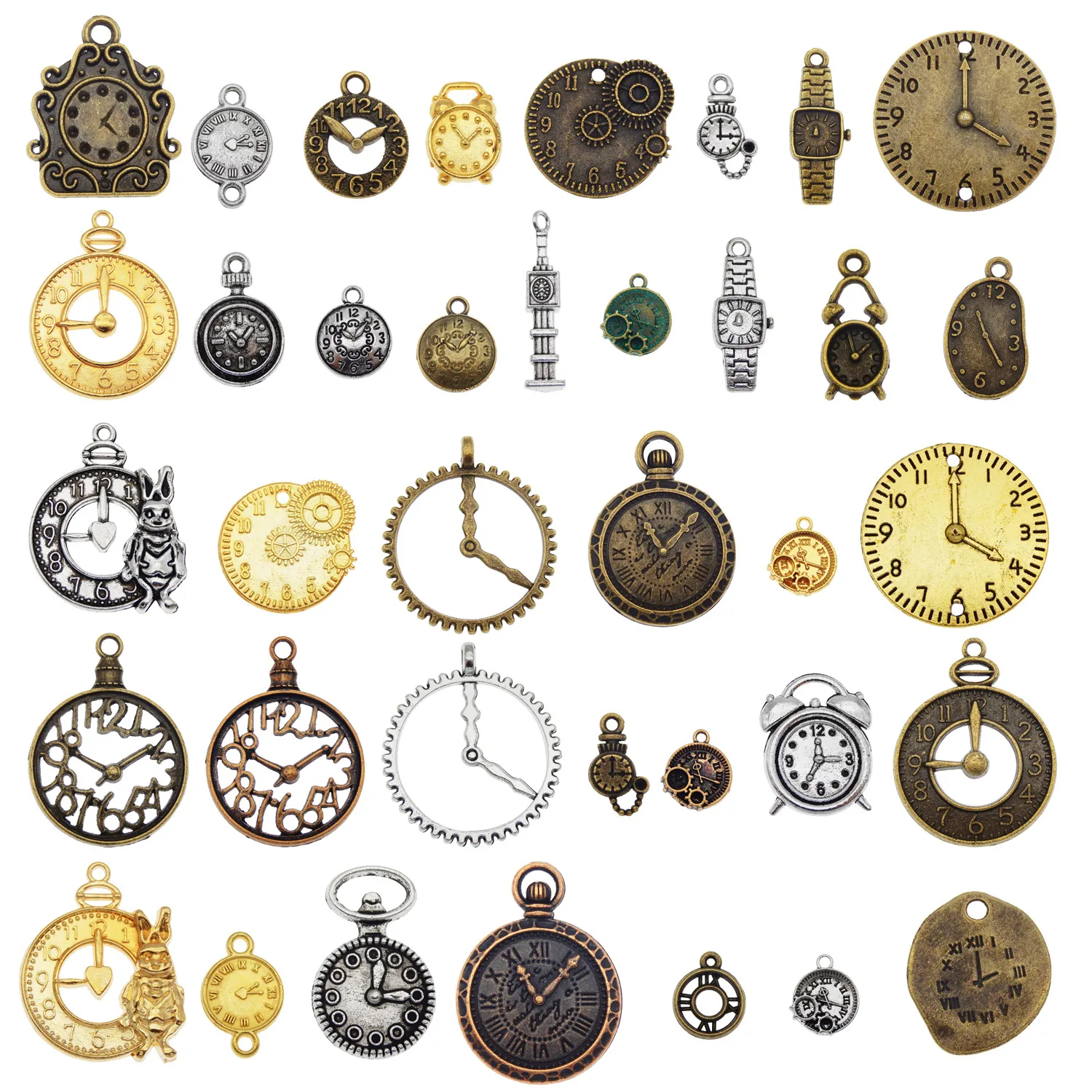 

20pcs Random Mixed Clock Watch Face Charms Alloy Pendant Charms Steampunk Clock Charms for Diy Jewelry Making