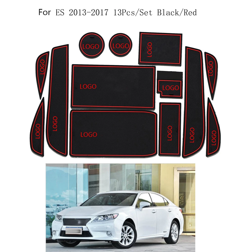 

13pcs/set Car Door Groove Gate Slot Non-slip Pad Cup Holder Mat Replacement For Lexus ES250 2013-2017