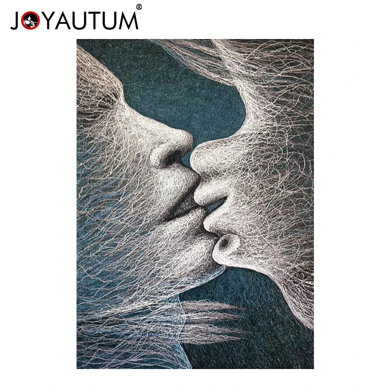 

Hand-painted oil painting hand-made silk screen thickening oil painting European and American style kiss painting