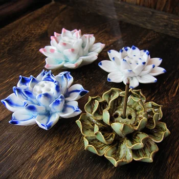 

Characteristic Ceramic Lotus Incense Insert Hand-kneaded Into Mini Flowers Zen Ornaments Buddhist Supplies Folk Crafts