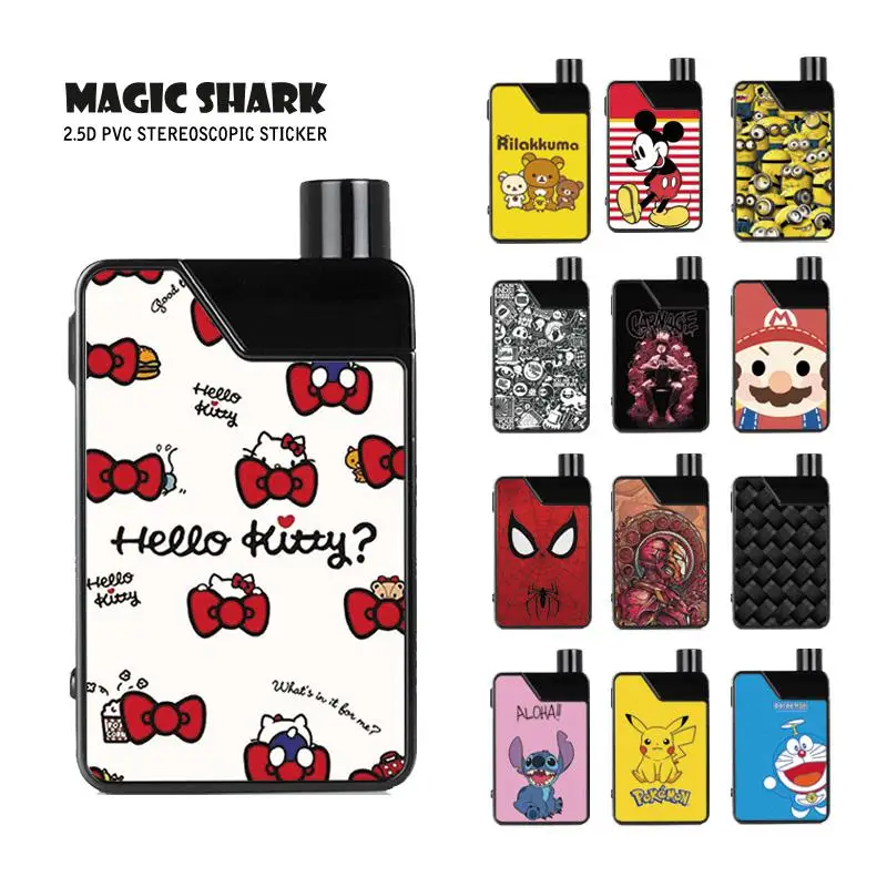 Magic Shark Kitty Cute Bear SpongeBob Doraemon Mario Stitch Minions Monkey Iron Man Joker PVC Sticker Film for SMOK FETCH | Мобильные