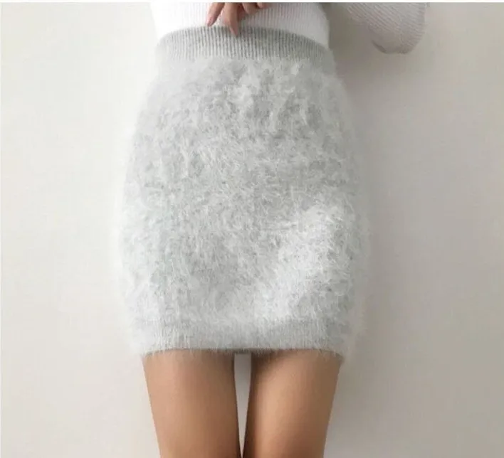 2025 New Winter Slim Sable Knitting Mink Cashmere Skirt Warm Short Skirt Fashion Women Customized More Color free shipping JN267 3