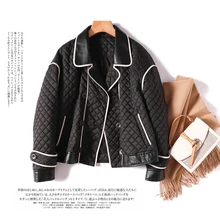 

SHUCHAN Sheepskin Patchwork Parkas Double Breasted Women Coats and Jackets Winter Thin High Waist Fashion Design High Street
