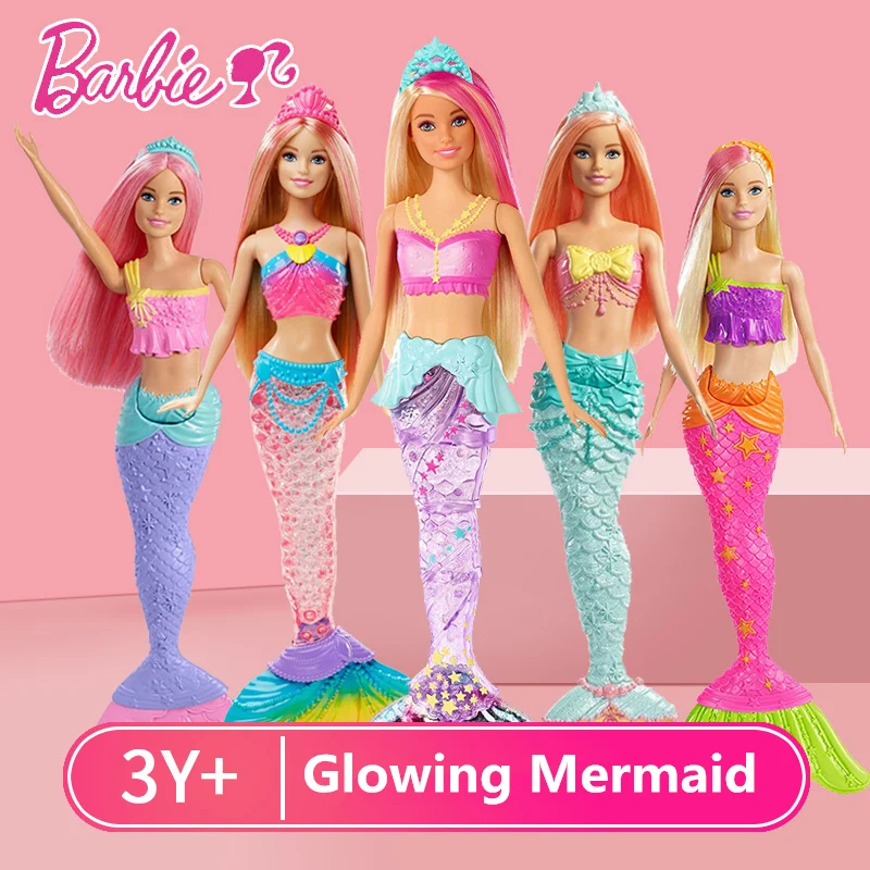 

Original Barbie Mermaid Doll Feature Rainbow Lights Doll The Girls Toys For Chilren A Birthday Present Gift Boneca