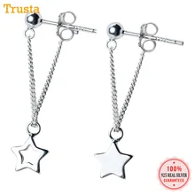 Trustdavis 925 однотонные ювелирные изделия из настоящего стерлингового серебра цепи серьги-гвоздики со звёздочками для Для женщин девочки; дети, хорошее ювелирное изделие, DA233