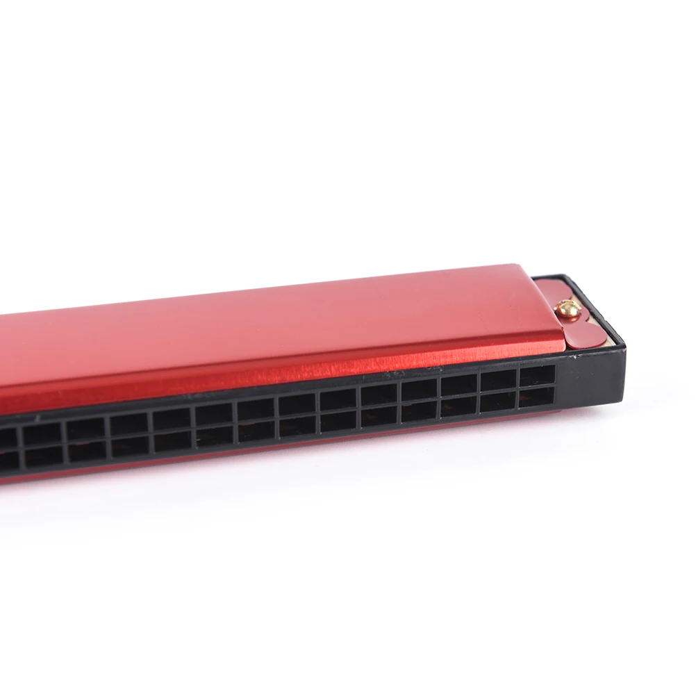 1pc silver/red 24 Holes Tremolo Harmonica Mouth Organ Key of C for Beginners level Musical Instrument kids interest Melodious