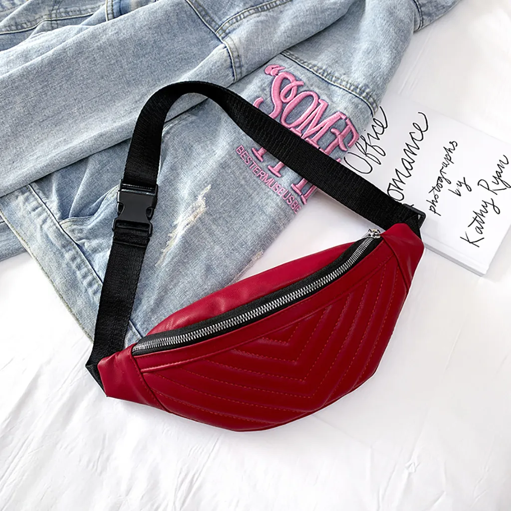 Женская Кожаная поясная сумка, одноцветная Спортивная уличная кожаная сумка, простая модная нагрудная сумка, сумка через плечо с карманом nerka