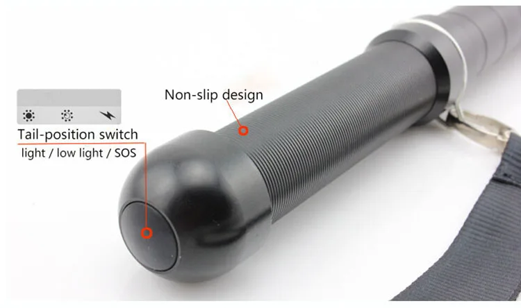 CCGK Self-Defense Flashlight Outdoor Emergency LED Long Flashlight 3 Mode Rechargeable Baseball Bat Anti-Riot Security Equipment (6)