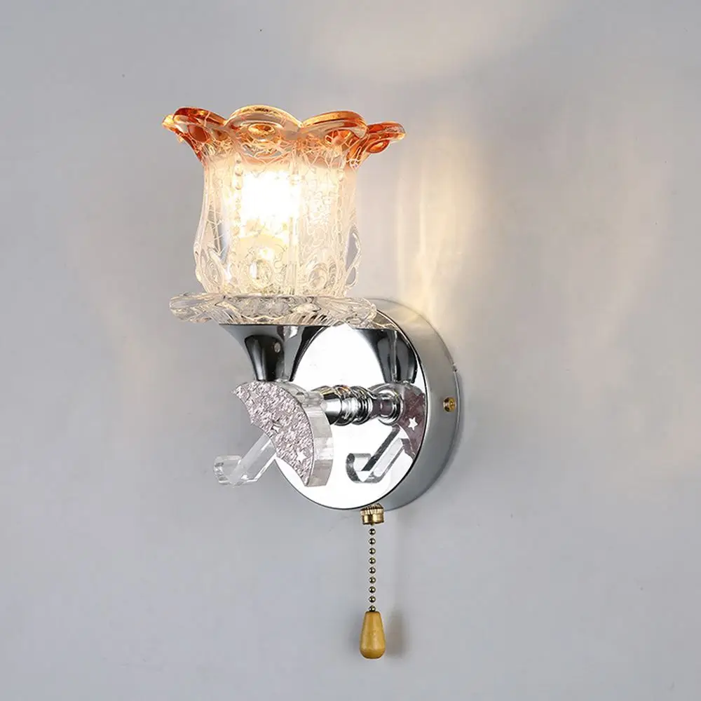 Современный Стеклянный переключатель в коридор настенный светильник покрытый хромированным кристаллом лепесток спальня зеркало для Холла Передняя Санузел настенный светильник - Цвет абажура: B-ONE HEAD