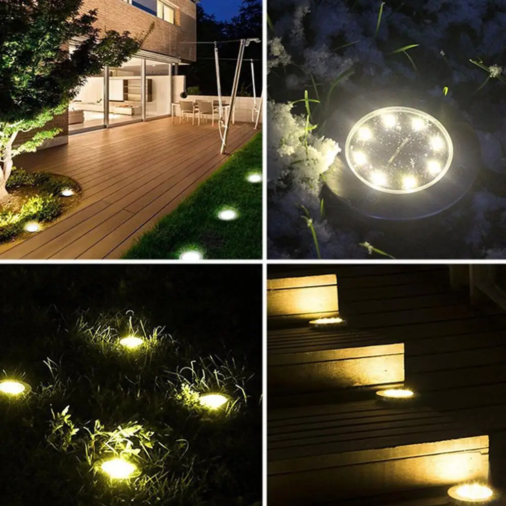 1Pack Solar Path Lights 4/8 LED Solar Power Buried Light Ground Lamp Outdoor Path Way Garden Decking Underground Lamps