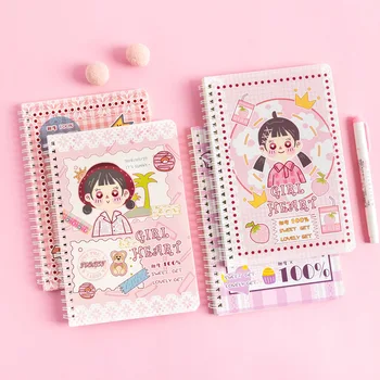 

Kawaii Pink Girl A5 Coil Notebook For School Student Gifts Agenda 2020 Cute Spiral Sketchbook Journal Notepad Korea Stationery