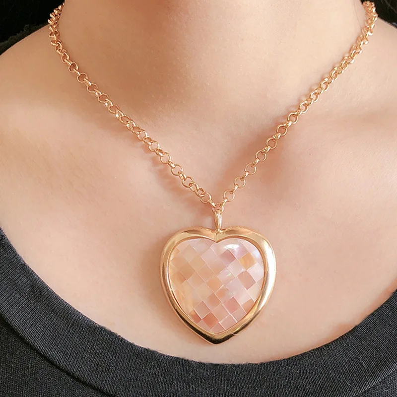 OMYFUN Natural Mother of Pearl Heart Necklace Fashion Necklace For Women Brazil Semi Joyas Jewelry Gifts Free Shipping N007