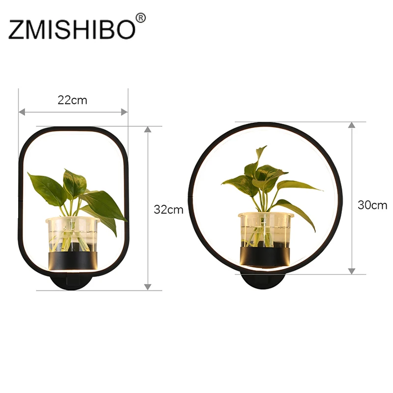 ZMISHIBO горшок для растений настенный светильник 18 Вт Декор Гостиная Спальня 220 В украшение дома круглый черный белый железобетон 3000K 4000K 6000K